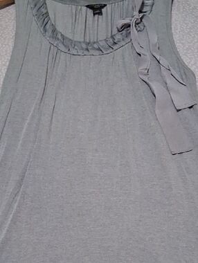 Ann Taylor Light Gray Sleeveless Tank with Ruffle Neck and Side Tie
